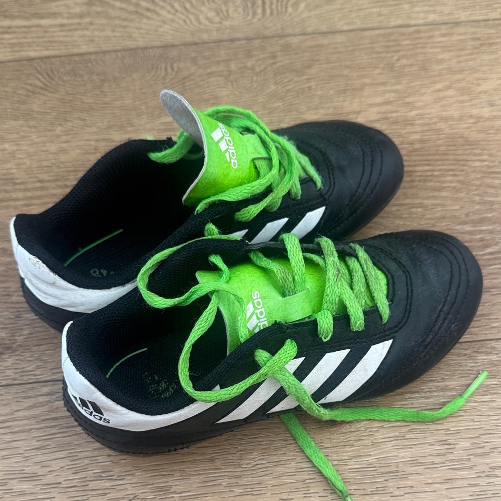Adidas Kids Black and Green Soccer Cleats